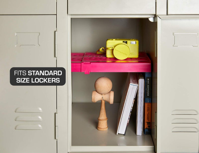 LockerMate It's Academic LockerMate Adjust-A-Shelf Locker Shelf, Easy to Use, Extends to Fit Your Locker, Pink - Image 4